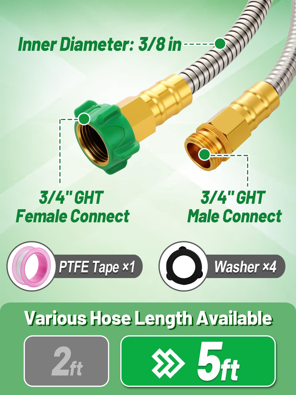 MADHOLLY leader hose PTFE tape usage aids leak prevention.