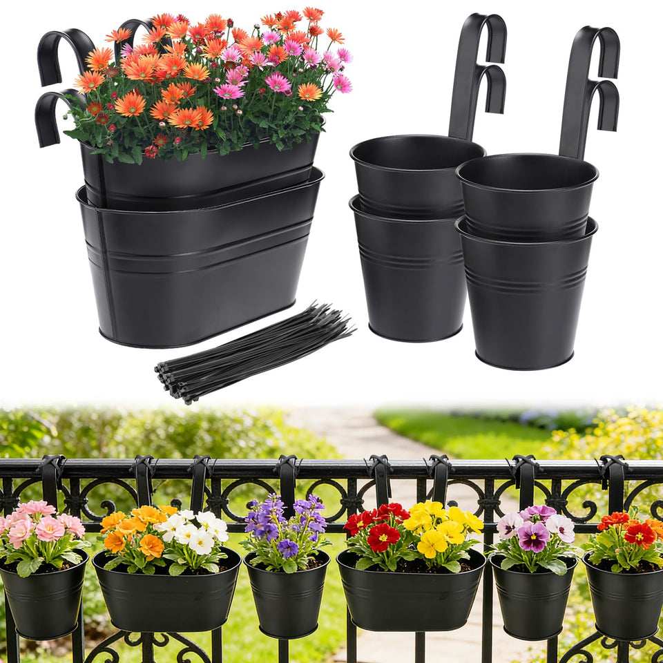MADHOLLY oval railing planter with drainage supports deep root growth