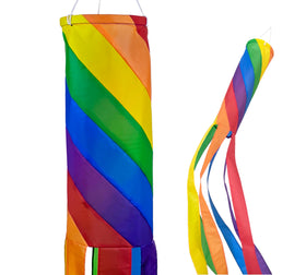 Madrona Brands Spiral Rainbow Windsock outdoor 60-inch adds vibrant movement to your porch.