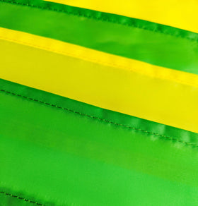 Hanging Madrona Brands sunflower windsock above patio or deck