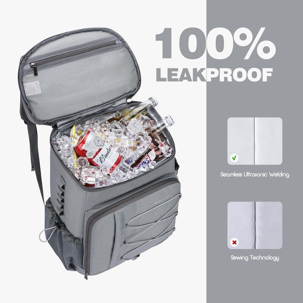 Maelstrom 35L backpack cooler elastic rope net for picnic mats.