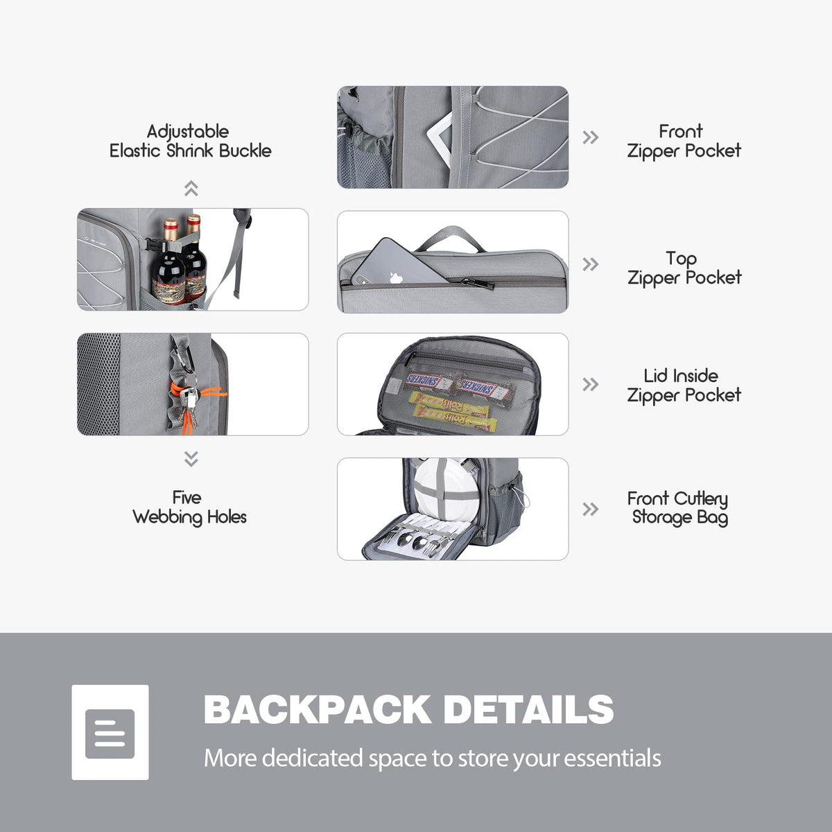 Maelstrom 35L backpack cooler tableware storage bag for utensils.
