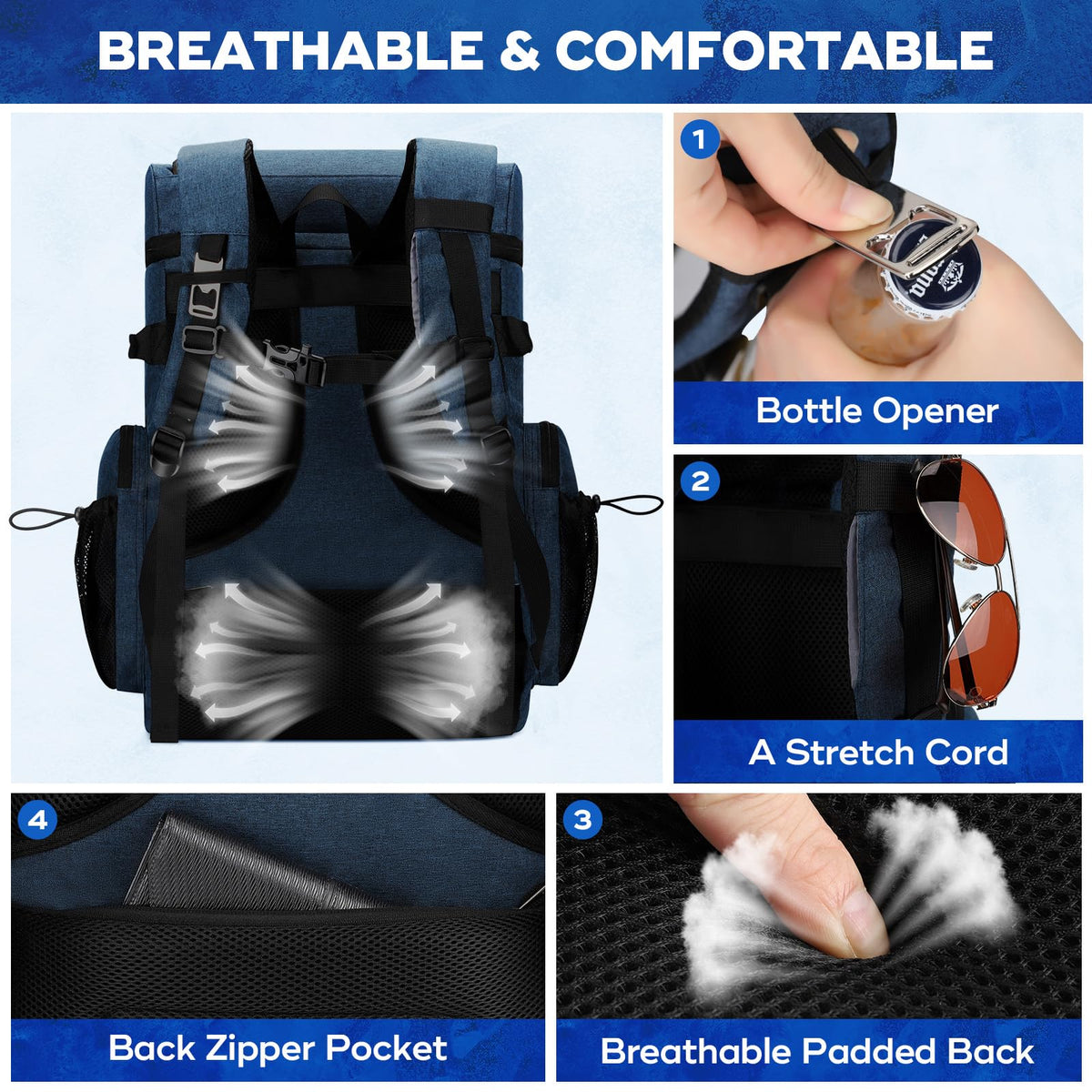 Maelstrom Backpack Cooler hidden back pocket protects valuables while traveling.