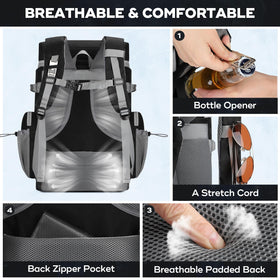 Maelstrom Backpack Cooler front elastic rope net fits picnic mats or towels.