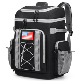 Maelstrom Backpack Cooler front view shows the spacious main compartment for 35 cans and meals.