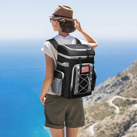 Maelstrom Backpack Cooler hidden back pocket protects valuables during travel.