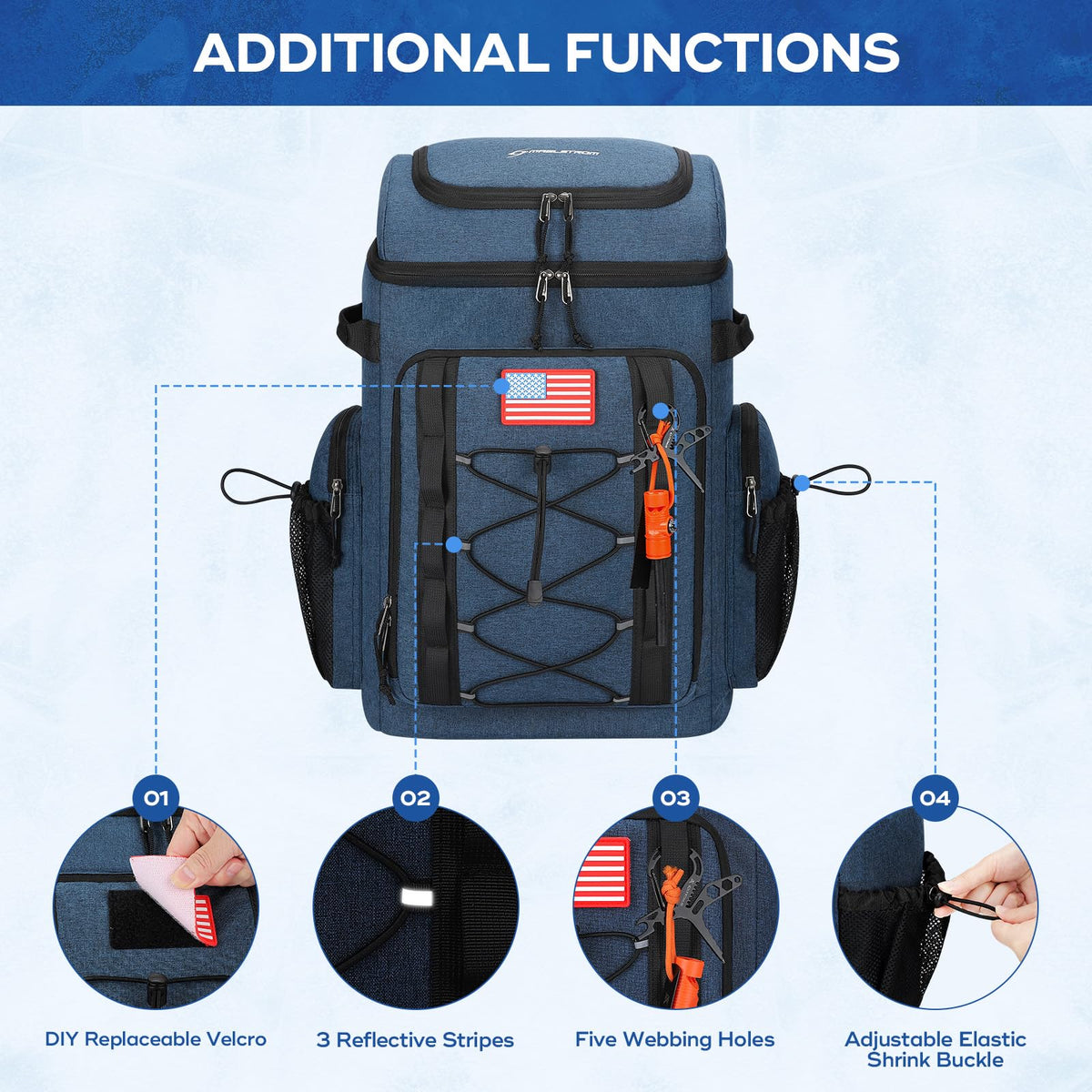 Maelstrom Backpack Cooler side pocket provides bottle storage on the go