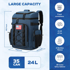 Maelstrom Backpack Cooler side pockets securely hold water bottles on the go.