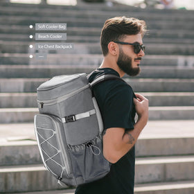 Maelstrom Cooler Backpack right mesh pocket securely holds a bottle