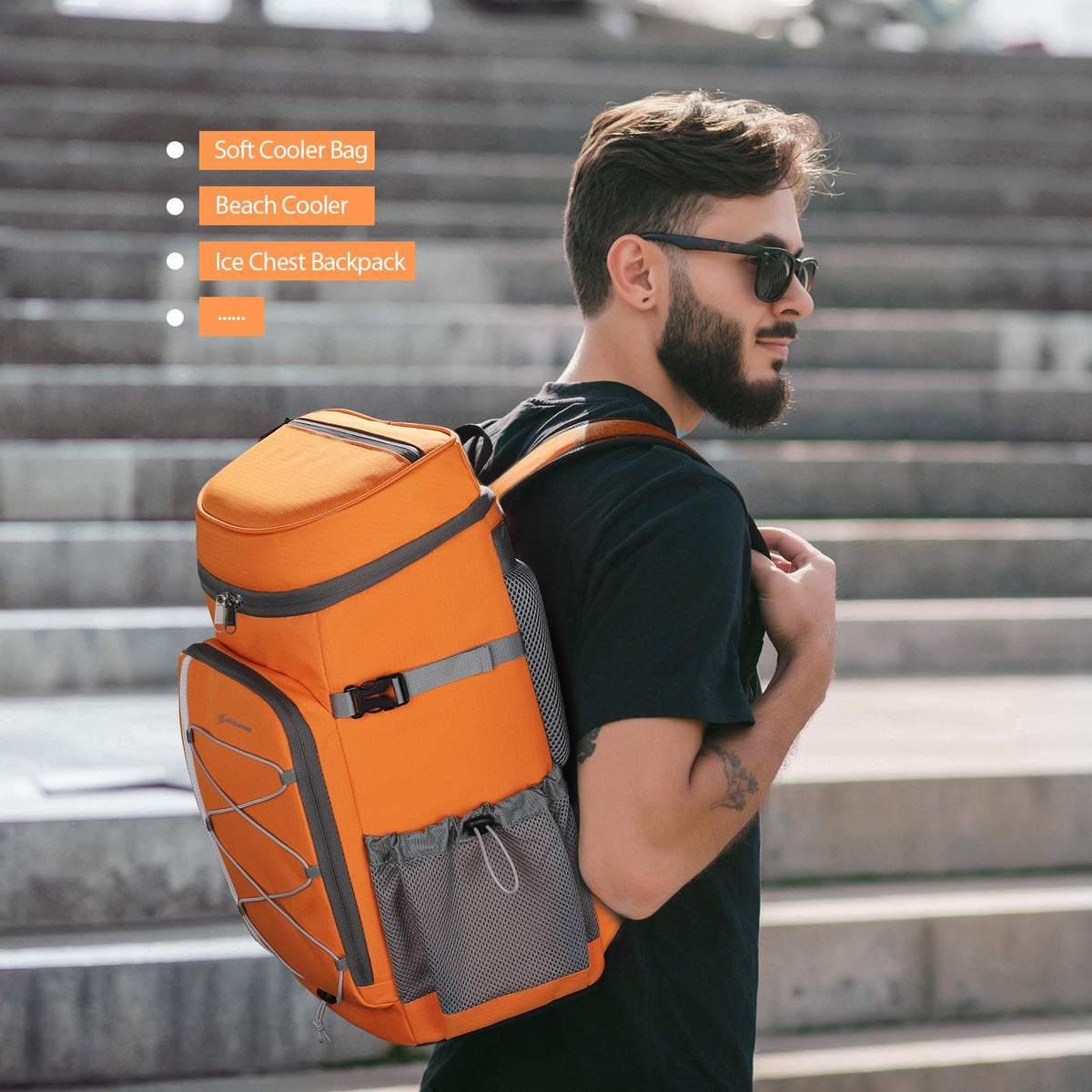Maelstrom cooler backpack ergonomic back panel supports comfortable carry.