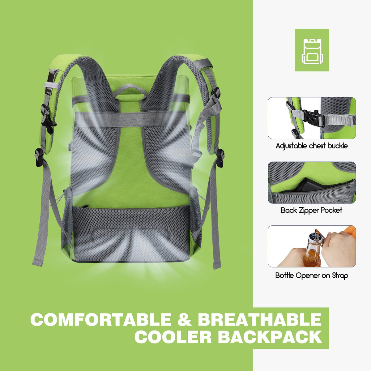 Maelstrom cooler backpack elastic net for picnic items
