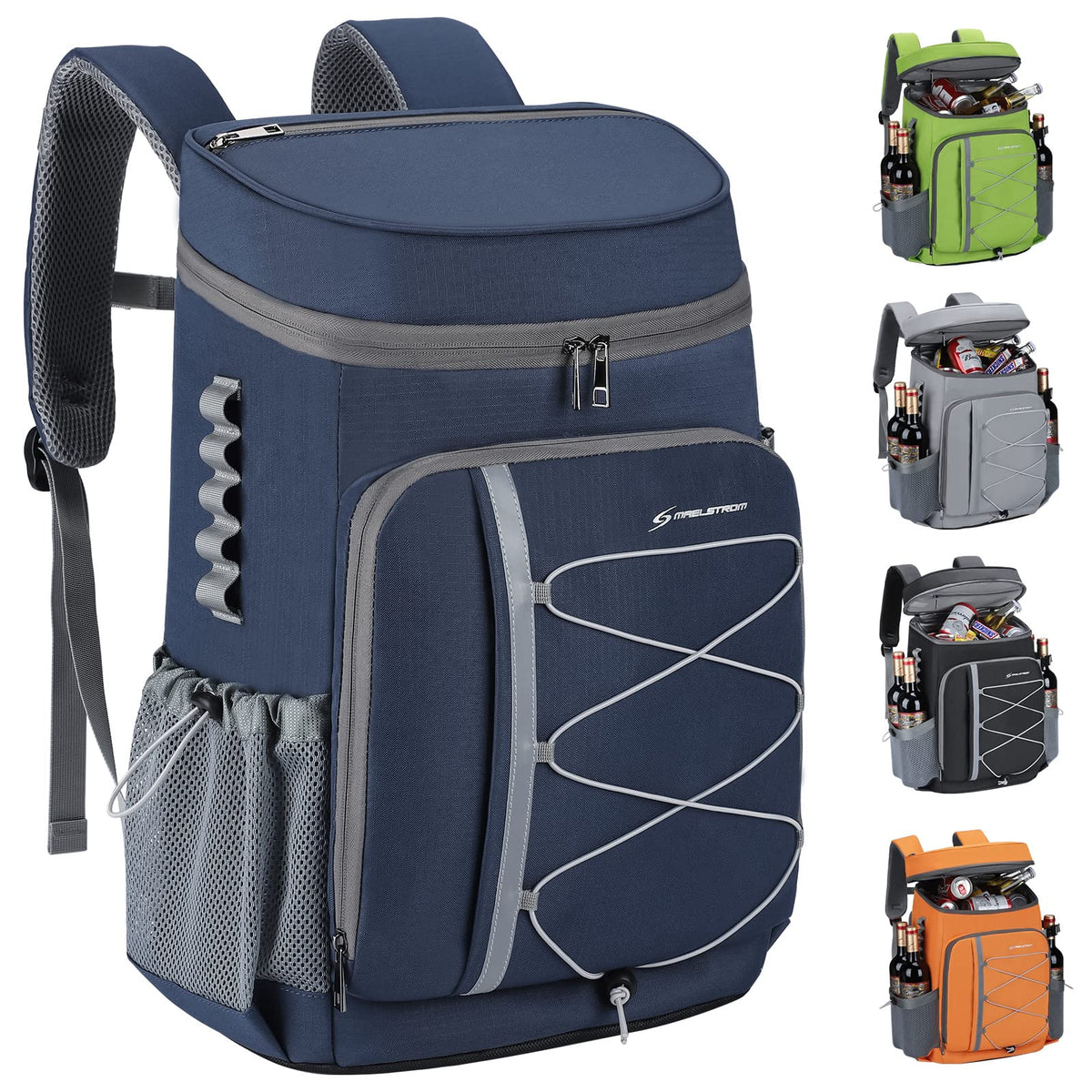 Maelstrom Cooler Backpack front view, rugged design for easy transport.