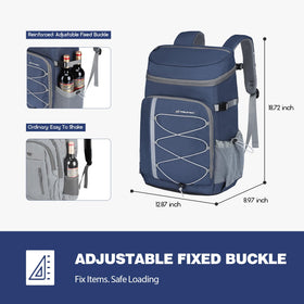 Maelstrom Cooler Backpack strap features stainless bottle opener for drinks.