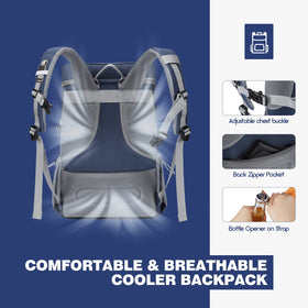 Maelstrom Cooler Backpack side mesh pocket secures water bottles.