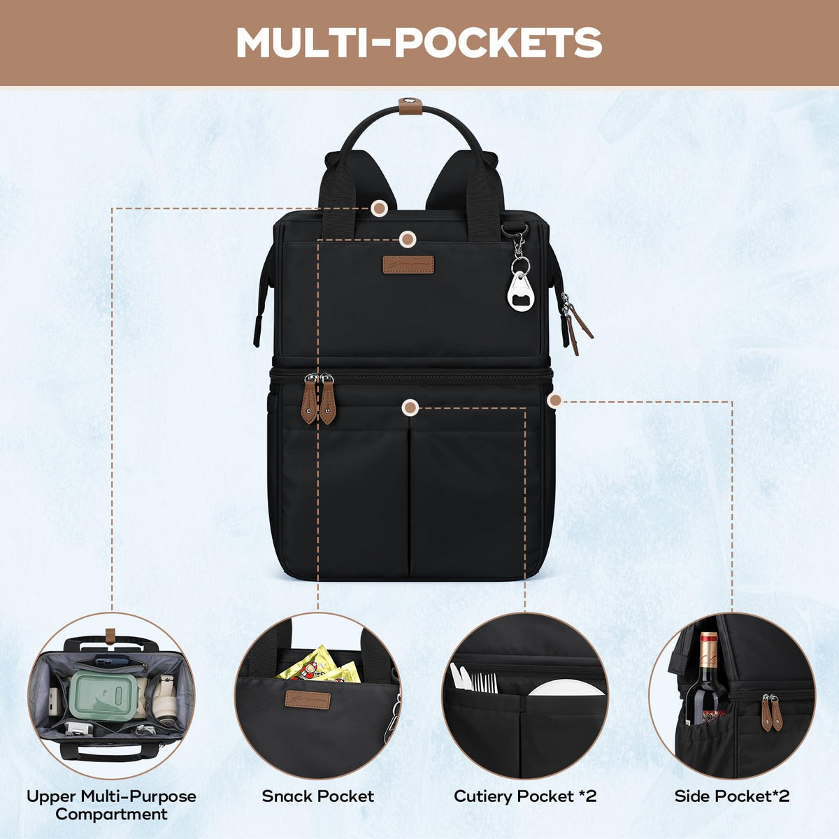 Maelstrom Cooler Backpack upper compartment stores dry items securely