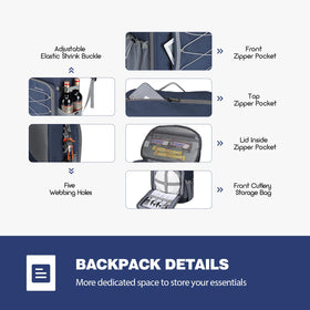 Maelstrom backpack with multiple pockets for snacks, utensils, and bottles