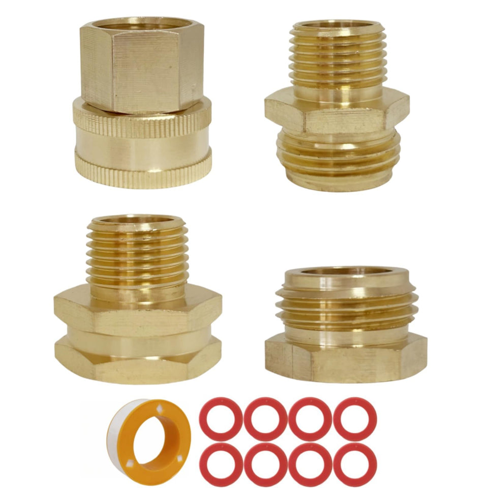 Maferliy brass garden hose connector, 3/4 GHT to 1/2 NPT male, durable fittings.