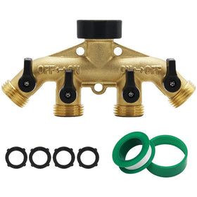 MAGGIFT ATDAWN 4-way brass hose splitter with four independent shutoffs for multitasking.