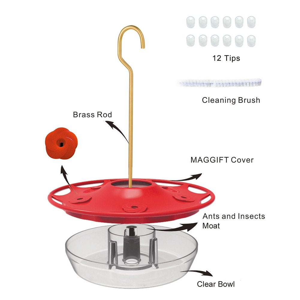 MAGGIFT Juegoal 12 oz feeder side view highlighting five feeding ports for multiple birds.