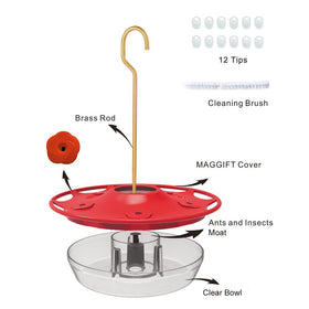 MAGGIFT Juegoal 12 oz feeder side view highlighting five feeding ports for multiple birds.