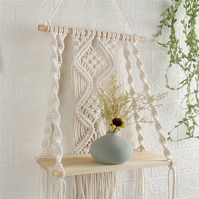 Maghat floating wood shelf with plants demonstrates sturdy wall mounting for green decor.