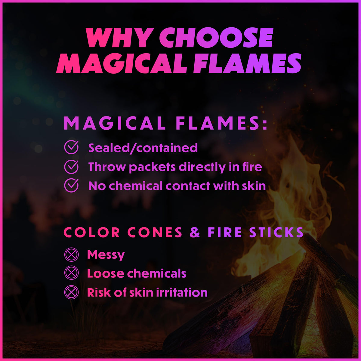 Magical Flames quick color change for parties without prep or cleanup.