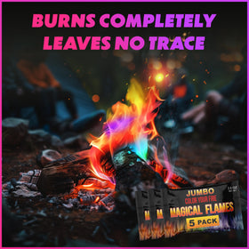 Magical Flames fire pit color packets create a magical fireplace glow indoors.
