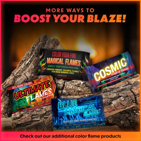 Magical Flames color packets delivering up to sixty minutes of colorful flame display.