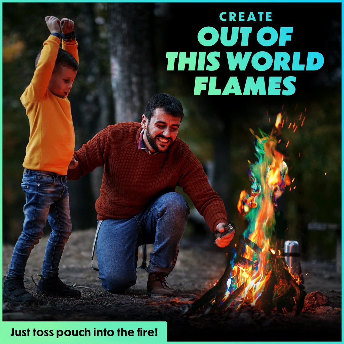 Magical Flames rainbow flames add instant visual excitement to bonfires and fireplaces