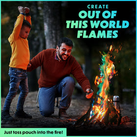 Magical Flames rainbow flames add instant visual excitement to bonfires and fireplaces