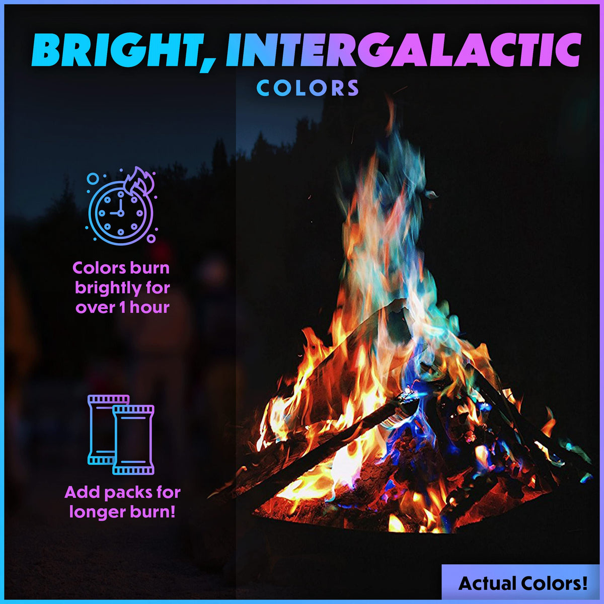 Magical Flames fire pit color packets create indoor and outdoor ambiance