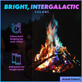 Magical Flames fire pit color packets create indoor and outdoor ambiance