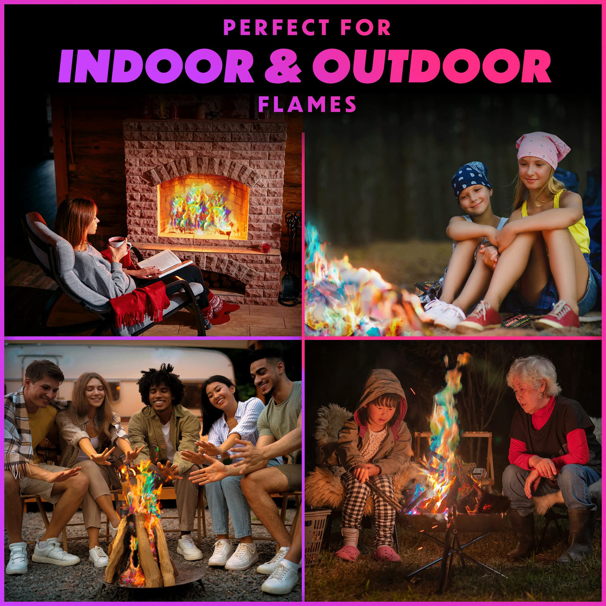 Magical Flames packets are easy to use for quick color shows