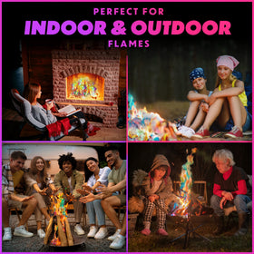 Magical Flames packets are easy to use for quick color shows