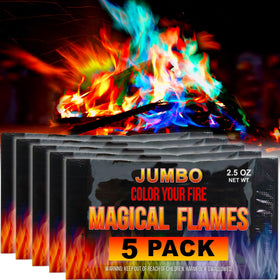 Magical Flames fire color packets jumbo 5 pack light up your fire pit with vibrant hues.