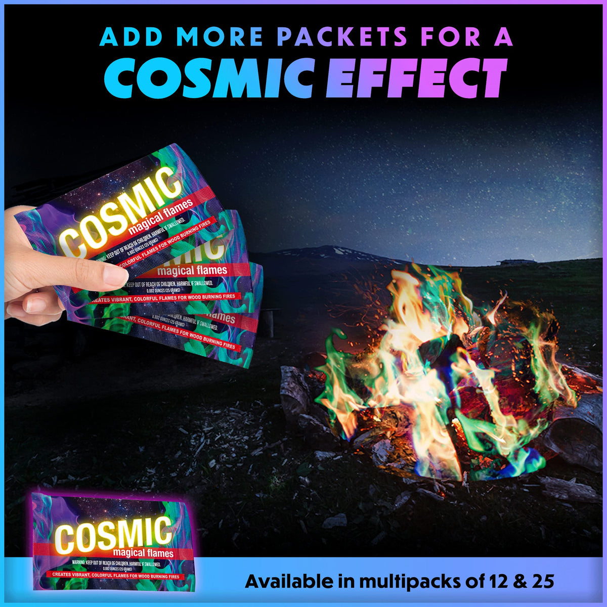 Magical Flames safe for wood-burning fires indoors and outdoors