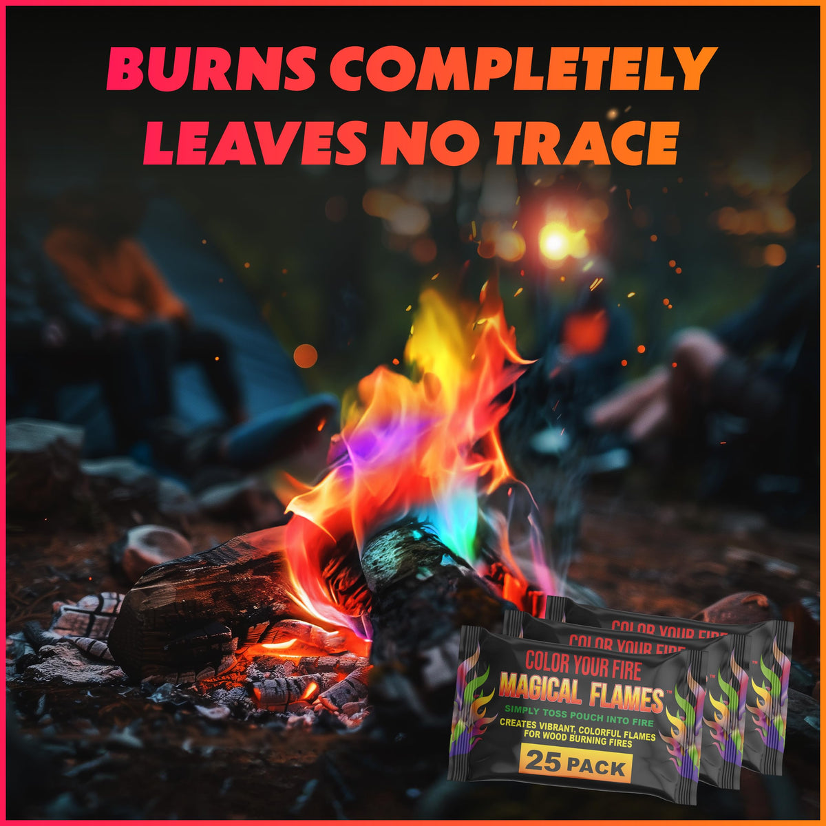 Kids enjoy magical flames around a campfire with safe, colorful lighting.