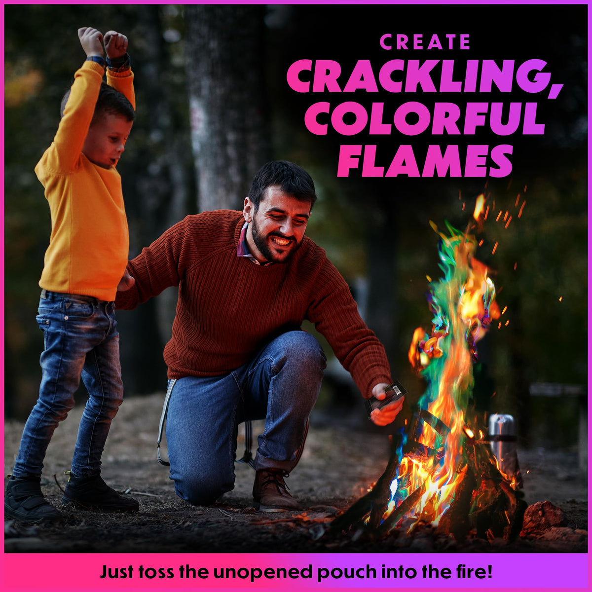 Magical Flames vibrant fire colors dance over campfires for cozy evenings.