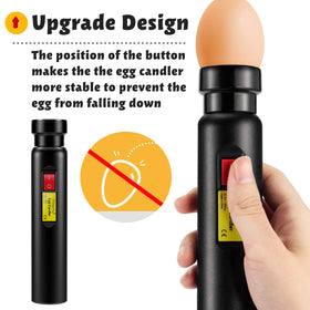 Two rubber covers adapt to large duck eggs and tiny quail eggs.