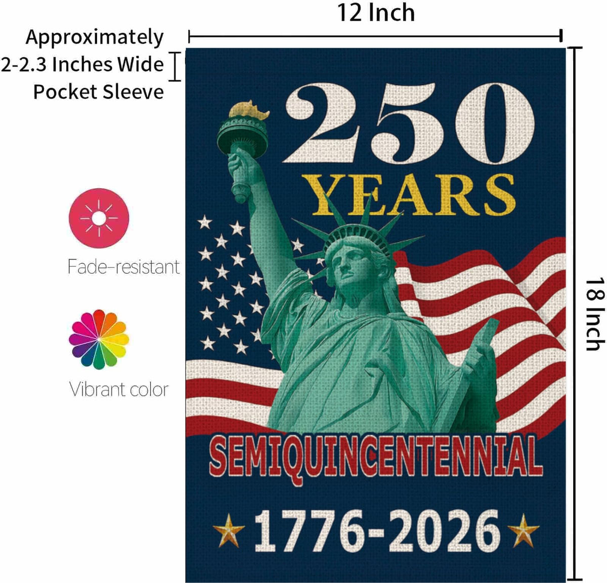 Magjiuke 250th anniversary flag back view showing true double-sided print.