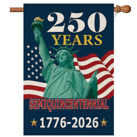 Magjiuke 250th anniversary flag front view with Liberty and fireworks for outdoor display.