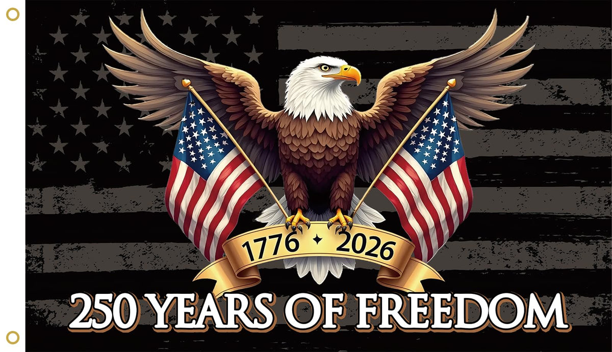 MAGJIUKE eagle with dual flags on a 3x5 ft banner for bold patriotic display