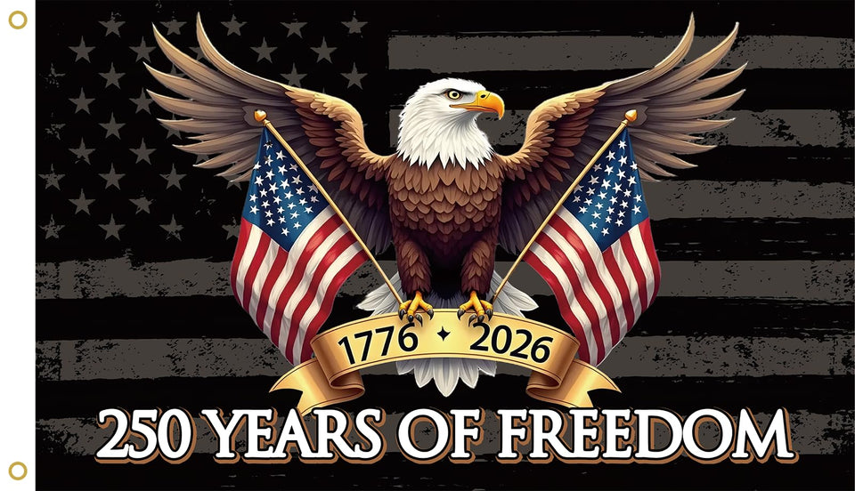 MAGJIUKE eagle with dual flags on a 3x5 ft banner for bold patriotic display
