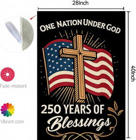 MAGJIUKE patriotic cross design flag back view, ideal for double-sided visibility in yards.