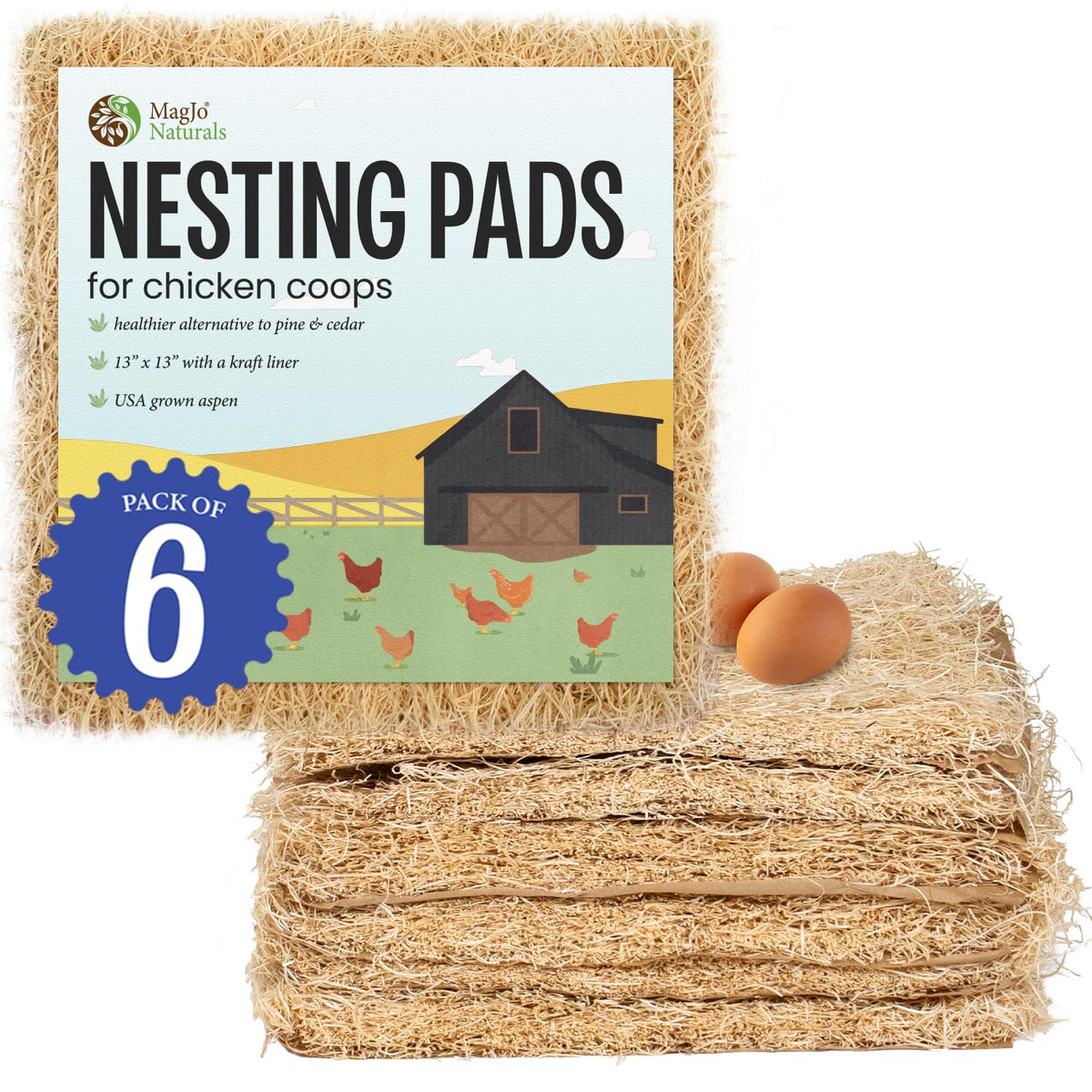 MagJo Aspen Nesting Pad 13x13 front view for tidy coop nests.
