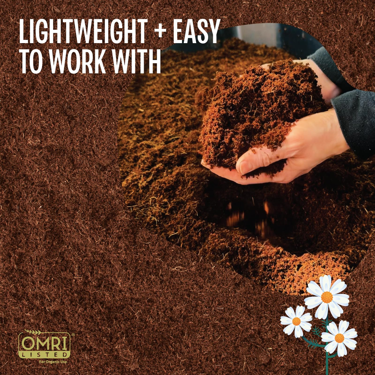 MagJo Naturals coco coir block moisture-retention helps reduce watering for herbs