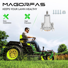 Magorfas 42-54 inch deck range compatibility improves mowing versatility.