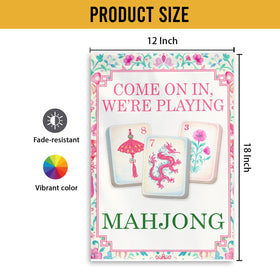 MAIANEY Mahjong Welcome Flag close-up stitching detail for durability.