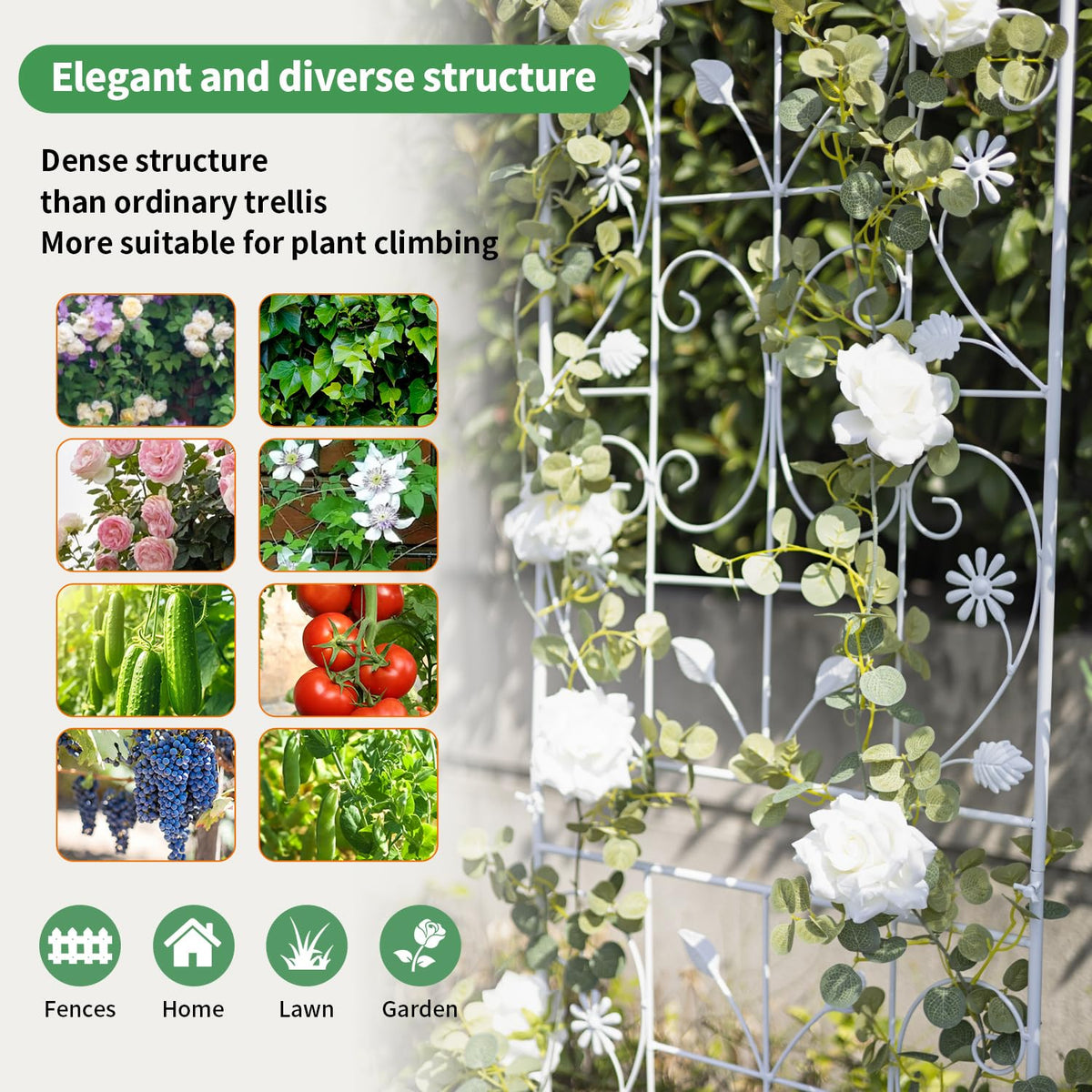 Close-up of rustproof powder-coated finish on Maidapulu trellis