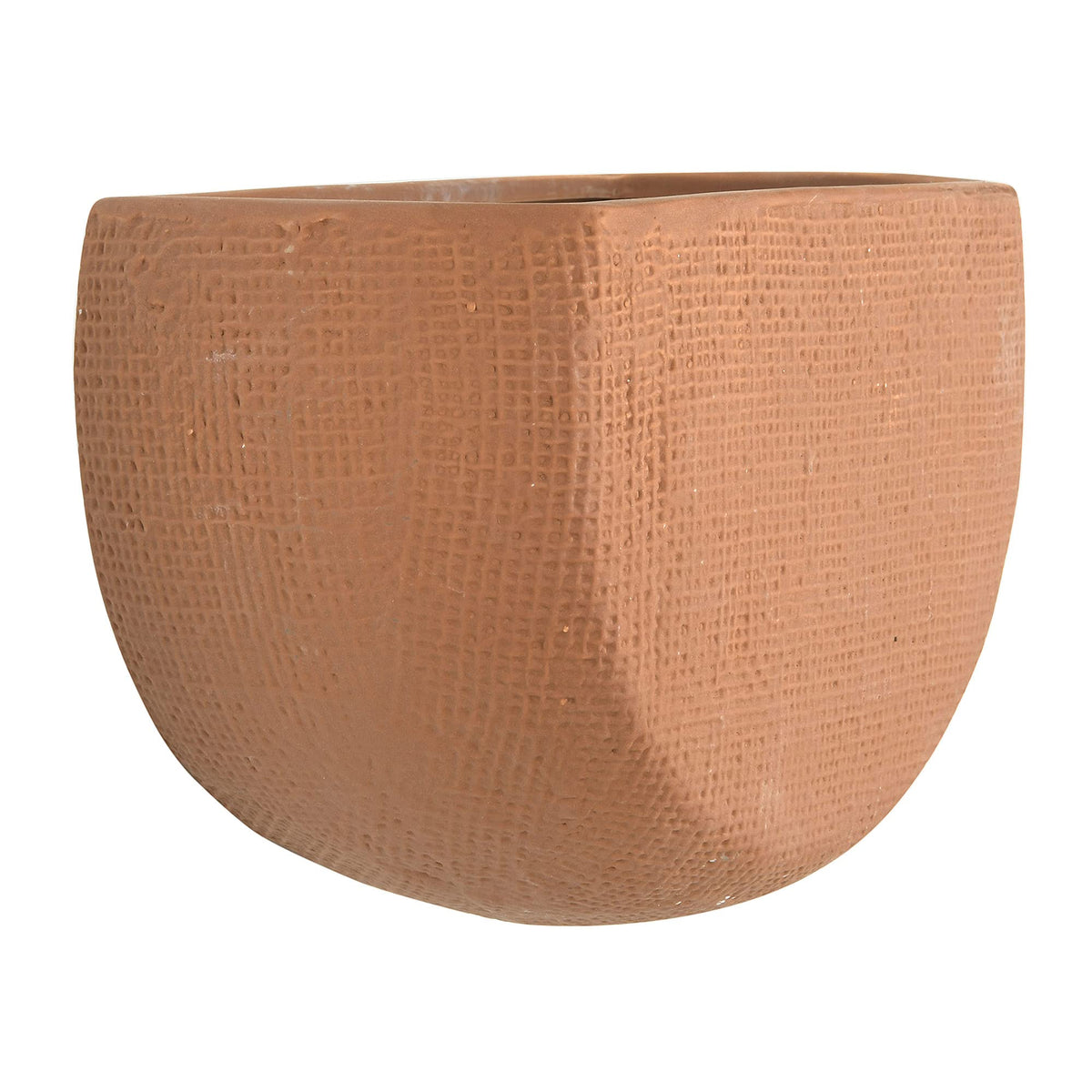 Main + Mesa close-up of textured hatch detail on stoneware planter.